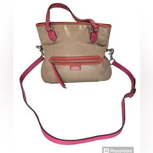 Coach Daisy Spectator bag satchel/crossbody tan/coral/pink  TT